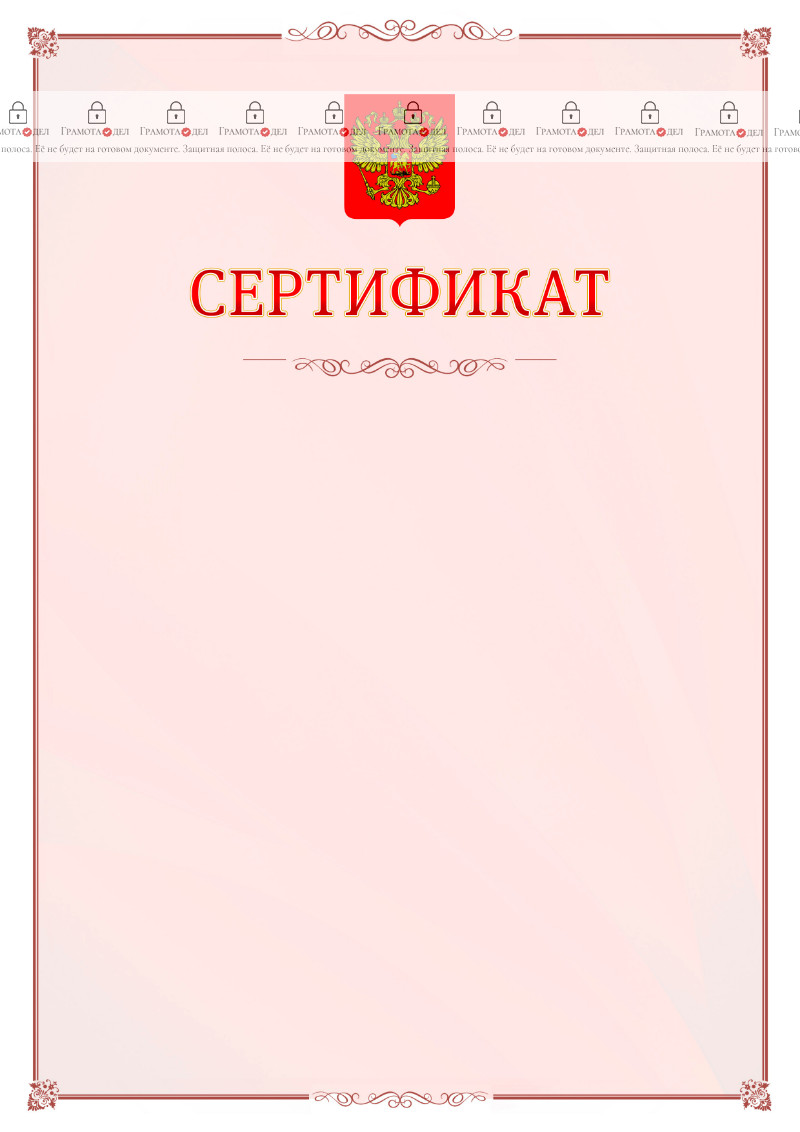 Шаблон официального сертификата №16