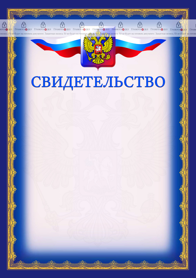Шаблон официального свидетельства №6
