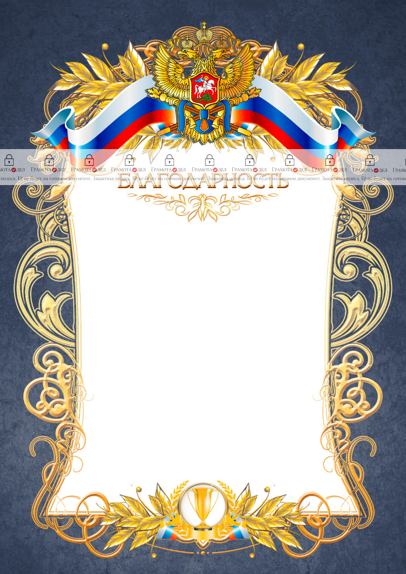 Шаблон официальной благодарности №12