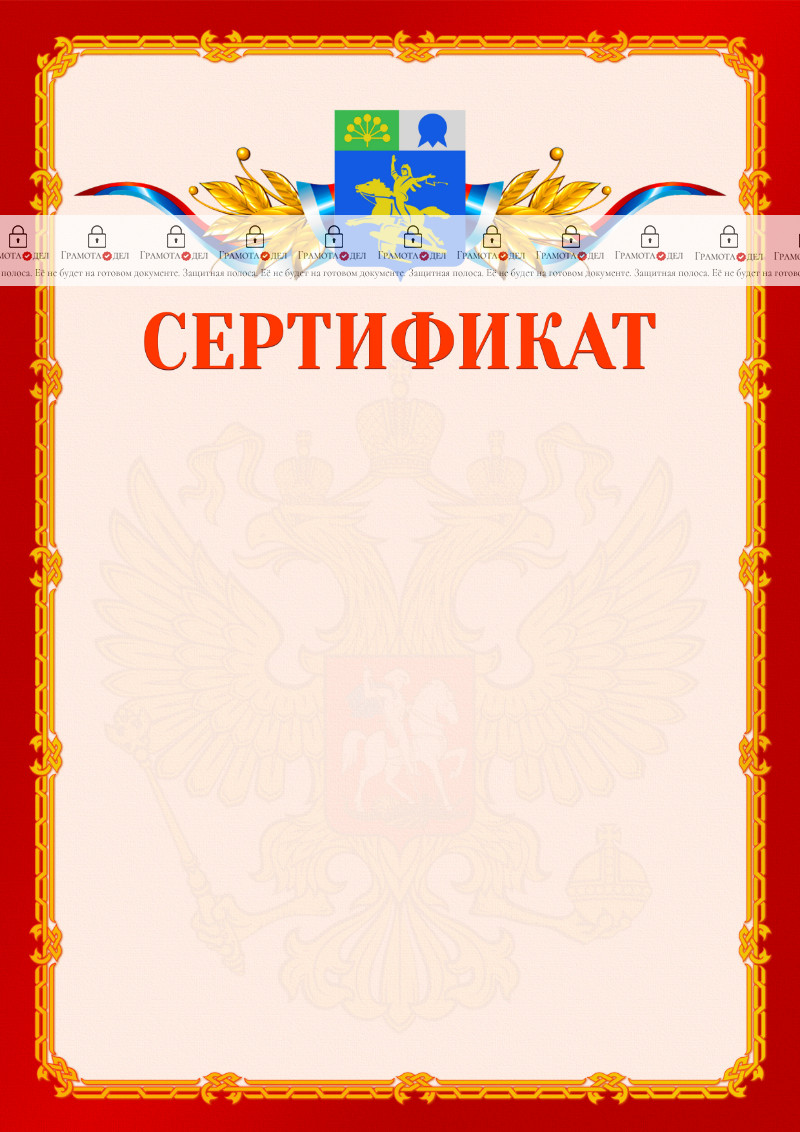 Шаблон официальнго сертификата №2 c гербом Салавата