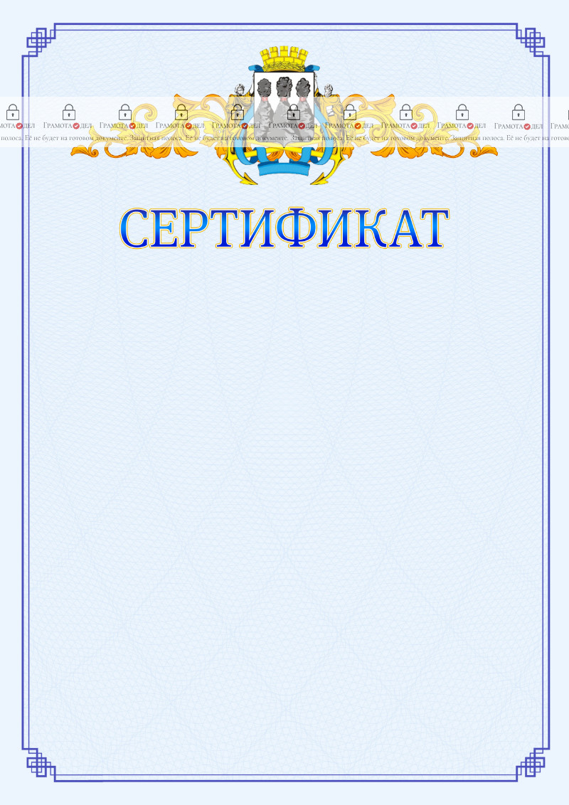 Шаблон официального сертификата №15 c гербом Петропавловск-Камчатского