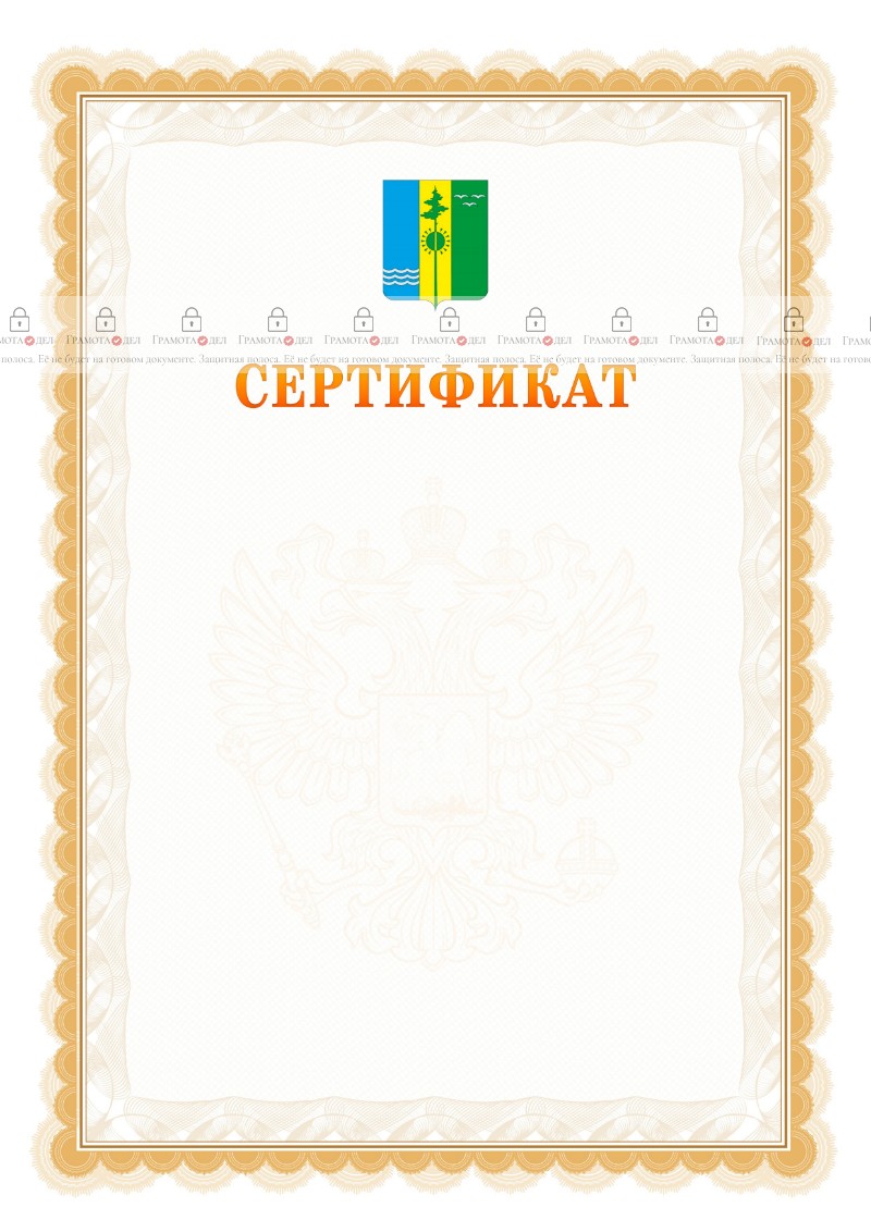 Шаблон официального сертификата №17 c гербом Нижнекамска